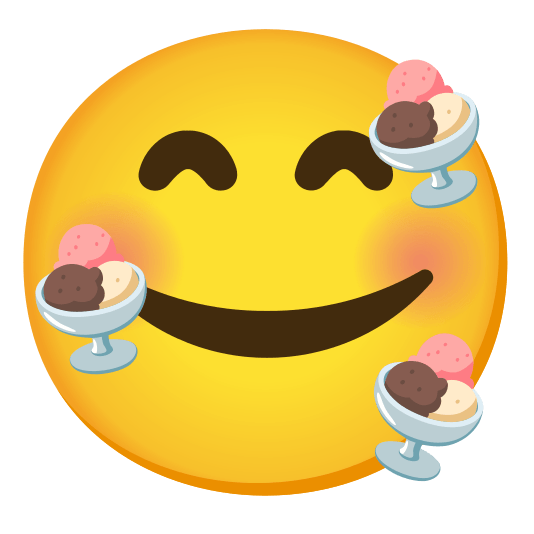 smiling face with 3 hearts ice cream