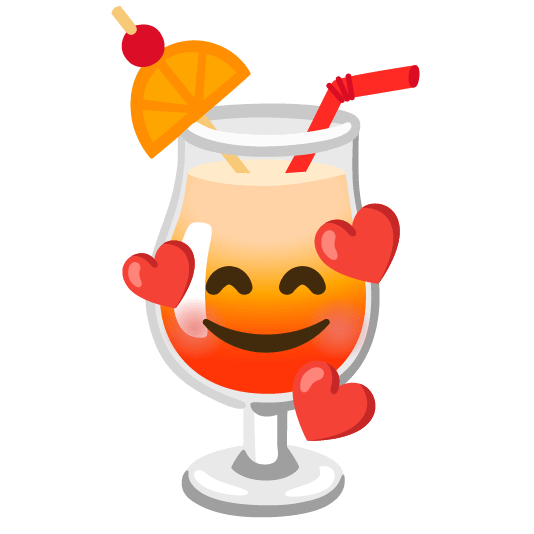 smiling face with 3 hearts tropical drink