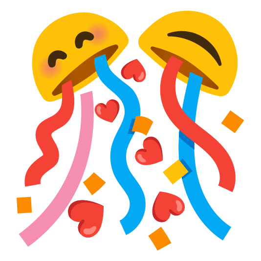 smiling face with 3 hearts confetti ball