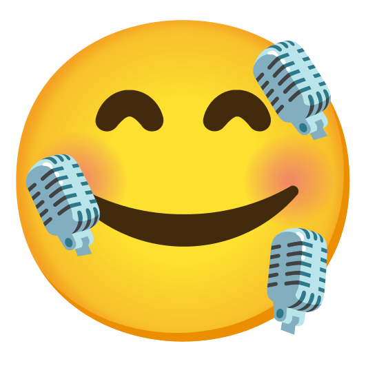 smiling face with 3 hearts studio microphone