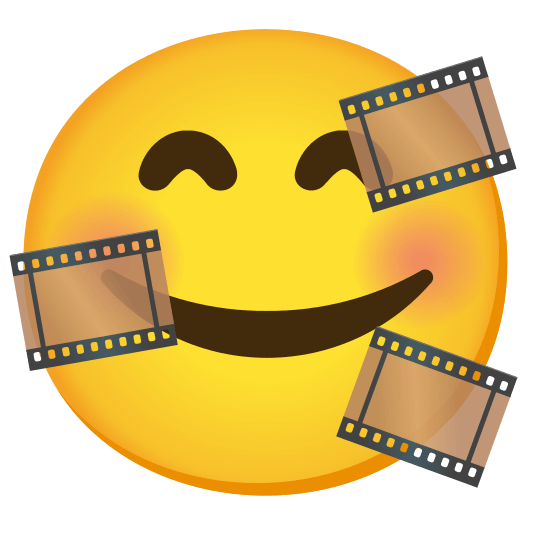 smiling face with 3 hearts film frames