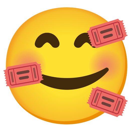 smiling face with 3 hearts admission tickets