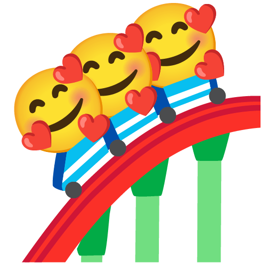 smiling face with 3 hearts roller coaster
