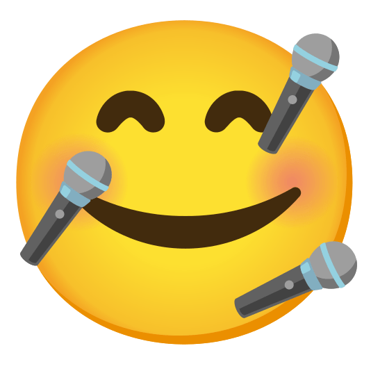 smiling face with 3 hearts microphone