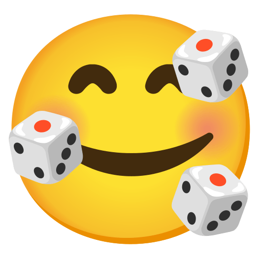 smiling face with 3 hearts game die