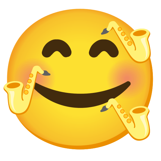 smiling face with 3 hearts saxophone
