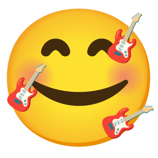 smiling face with 3 hearts guitar