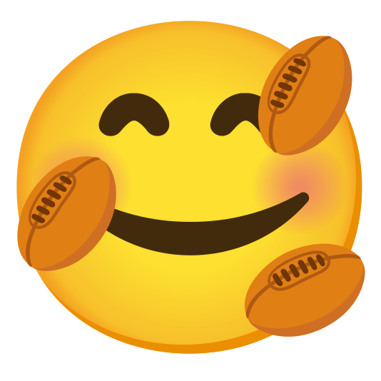 smiling face with 3 hearts rugby football