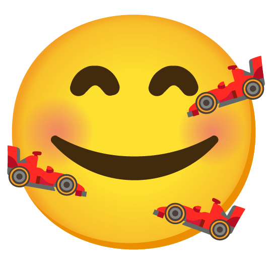 smiling face with 3 hearts racing car