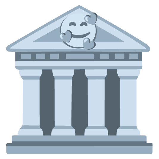 smiling face with 3 hearts classical building