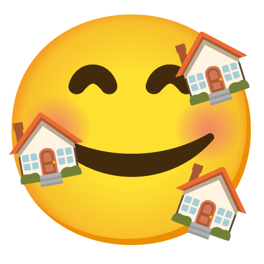 smiling face with 3 hearts house