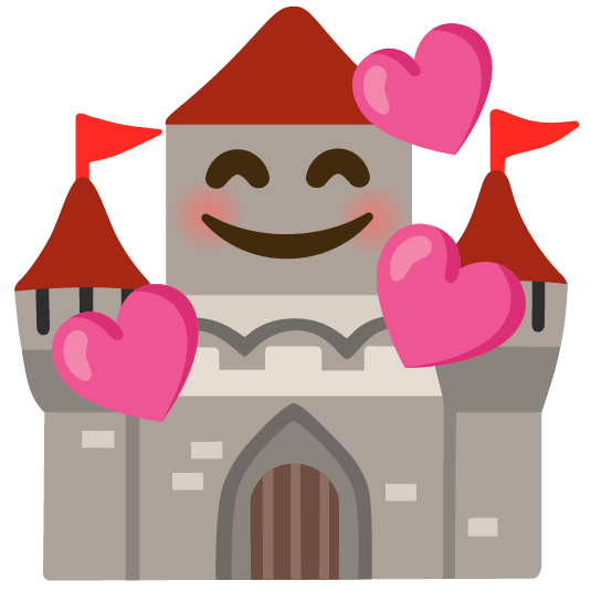 smiling face with 3 hearts european castle