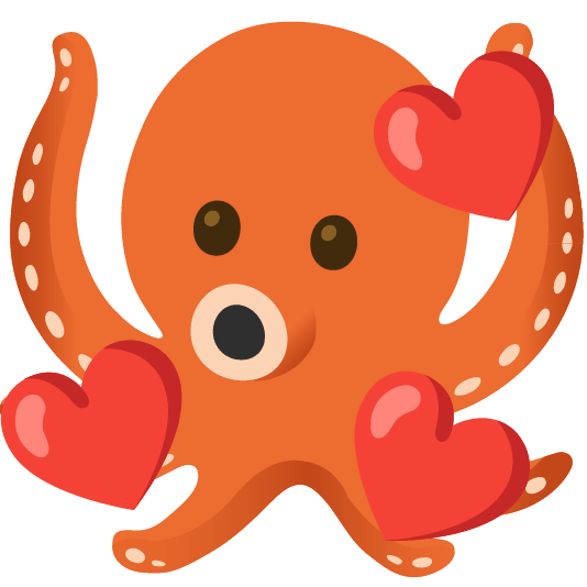 smiling face with 3 hearts octopus