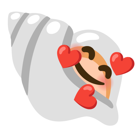 smiling face with 3 hearts shell