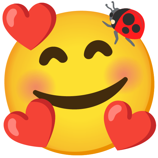 smiling face with 3 hearts ladybug