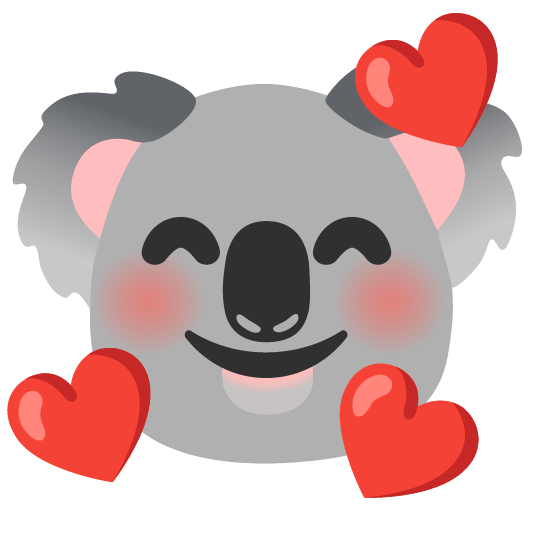 smiling face with 3 hearts koala