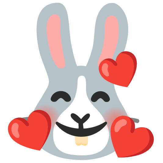 smiling face with 3 hearts rabbit