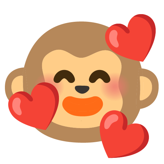 smiling face with 3 hearts monkey face