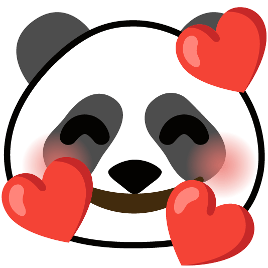 smiling face with 3 hearts panda face