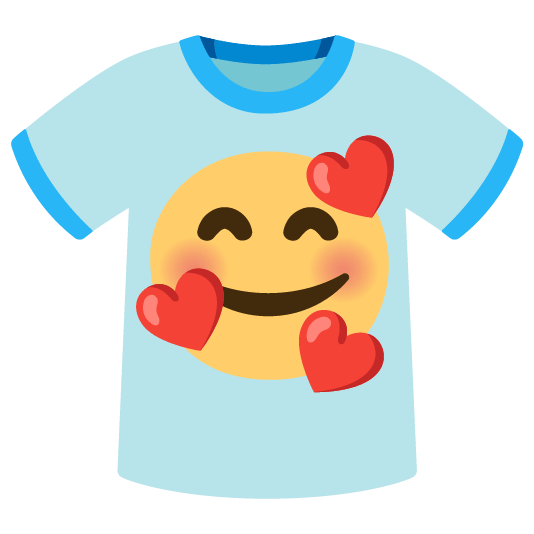 smiling face with 3 hearts shirt
