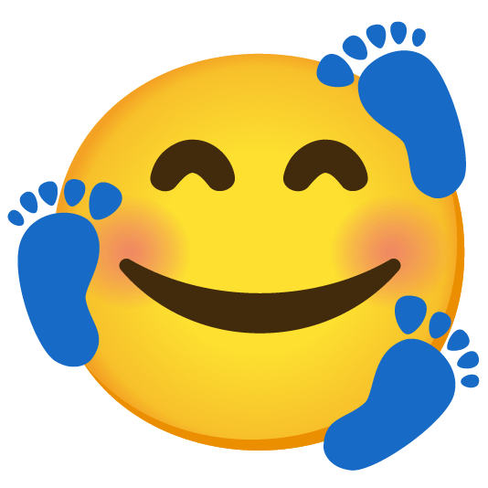 smiling face with 3 hearts footprints