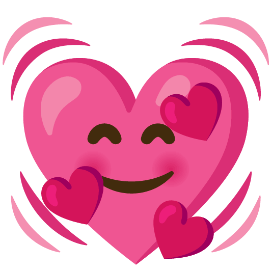smiling face with 3 hearts heartbeat