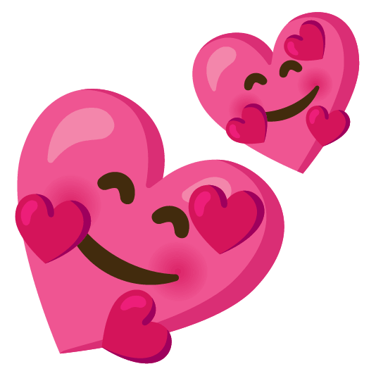 smiling face with 3 hearts two hearts