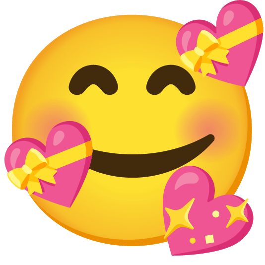 smiling face with 3 hearts sparkling heart