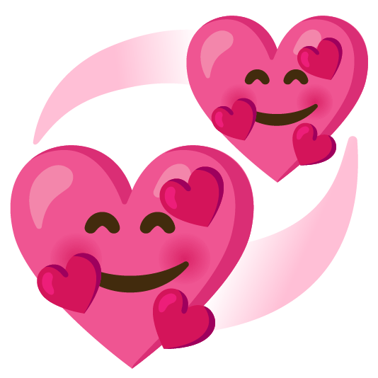 smiling face with 3 hearts revolving hearts