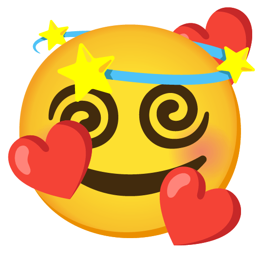 smiling face with 3 hearts dizzy