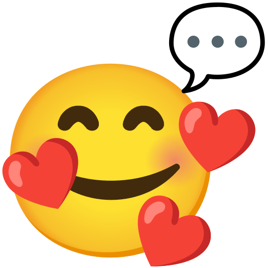 smiling face with 3 hearts speech balloon