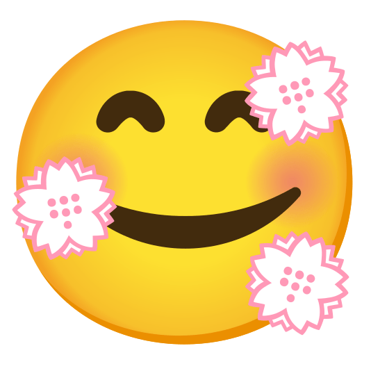 smiling face with 3 hearts white flower