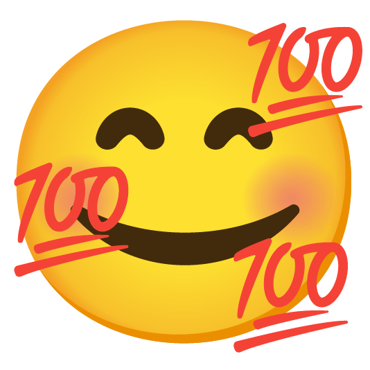 smiling face with 3 hearts 100