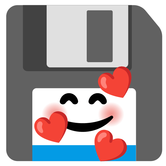 smiling face with 3 hearts floppy disk