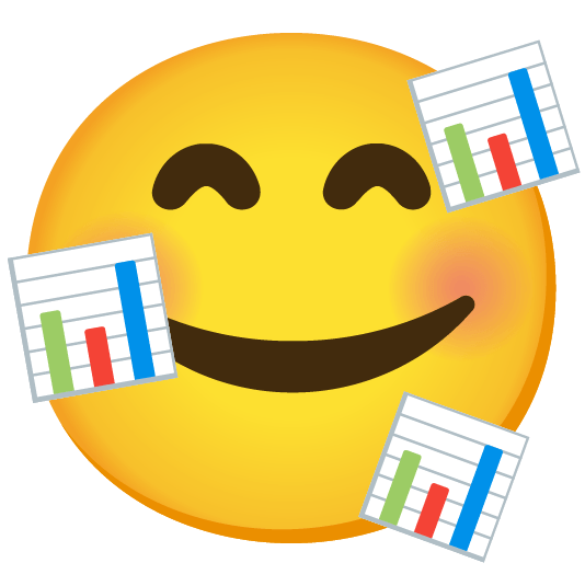 smiling face with 3 hearts bar chart