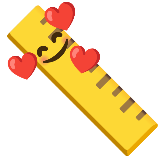 smiling face with 3 hearts straight ruler