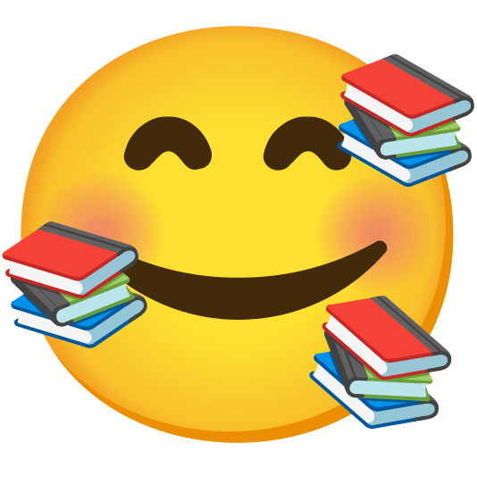 smiling face with 3 hearts books