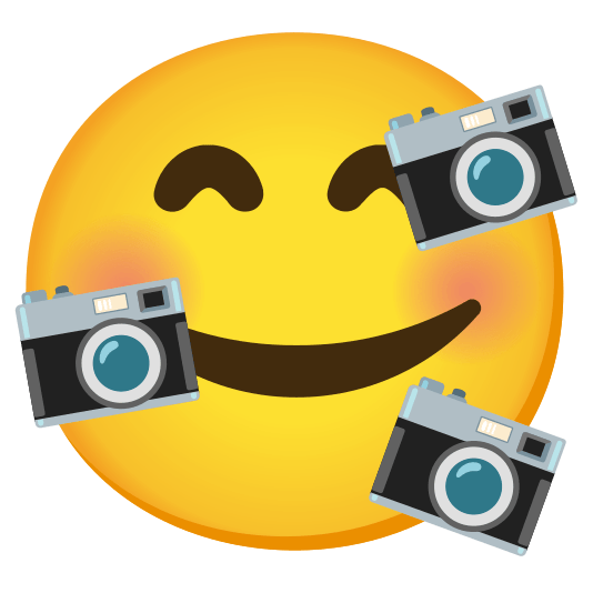 smiling face with 3 hearts camera
