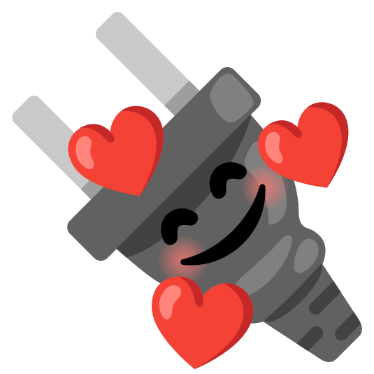 smiling face with 3 hearts electric plug