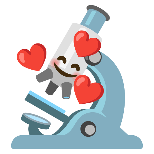 smiling face with 3 hearts microscope