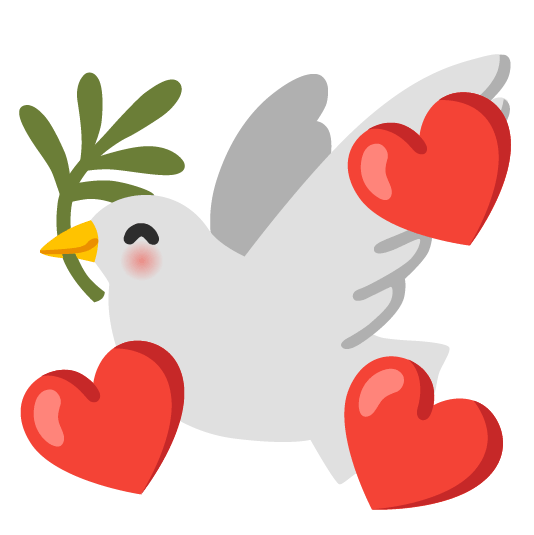 smiling face with 3 hearts dove of peace