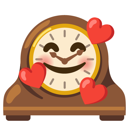 smiling face with 3 hearts mantelpiece clock