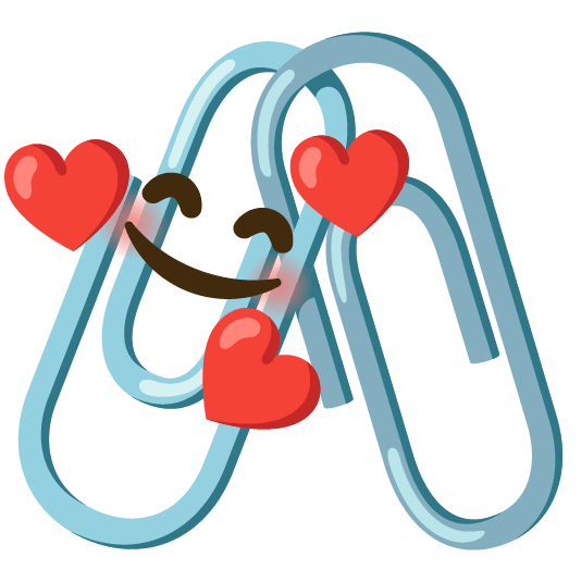 smiling face with 3 hearts linked paperclips