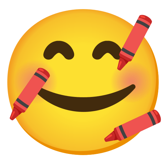 smiling face with 3 hearts lower left crayon
