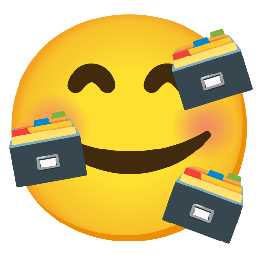 smiling face with 3 hearts card file box