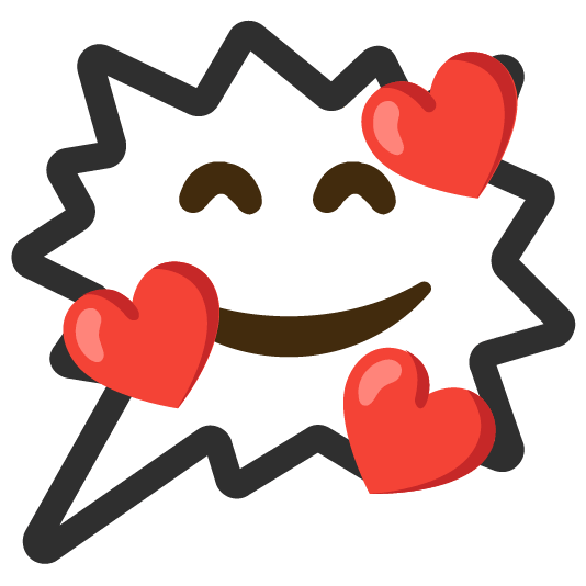 smiling face with 3 hearts right anger bubble