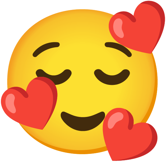 smiling face with 3 hearts relieved