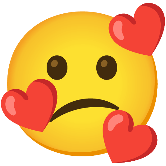 smiling face with 3 hearts confused