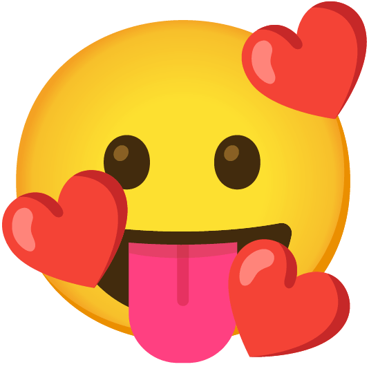 smiling face with 3 hearts stuck out tongue