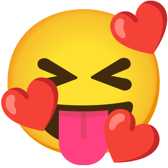 smiling face with 3 hearts stuck out tongue closed eyes